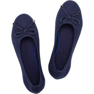 Frank Mully Women’s Navy Knit Fabric Round Toe Slip On Ballet Flat Shoes